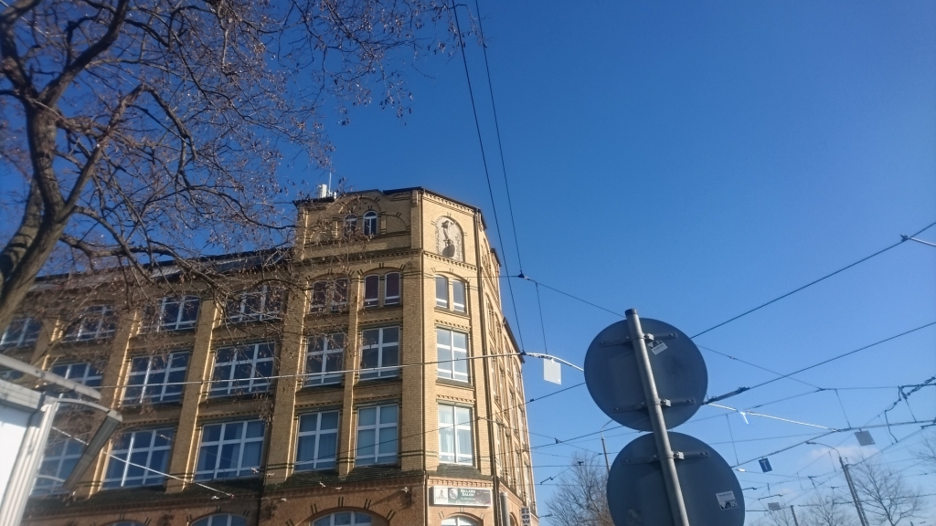 Gebäude der Carl Kästner Act.-Ges. mit dem stilisierten Fahrrad.